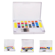 12/18/24/36 Цвета акварельные краски Палитра с кисточкой Краски коробка Съемная Портативный однотонные товары для рукоделия Краски набор сжатый