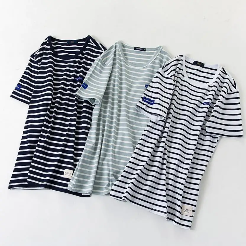 Mens Striped Sailor T Shirt Men Summer Black And White Striped Loose T ...