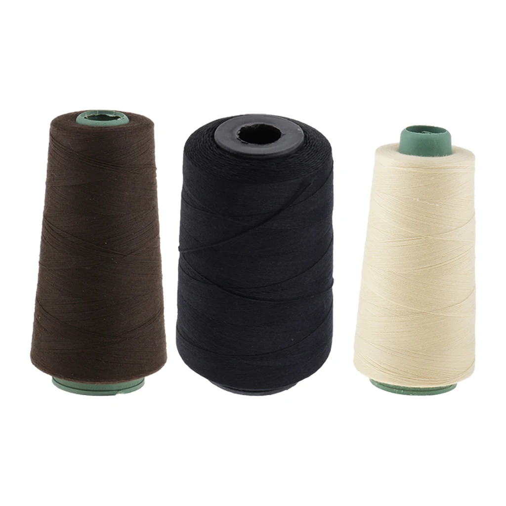 3 Count Beige/Dark Brown/Black Cotton Hair Track Weft Weaving Sewing Braiding Decoration Thread For Hair Extensions Wigs