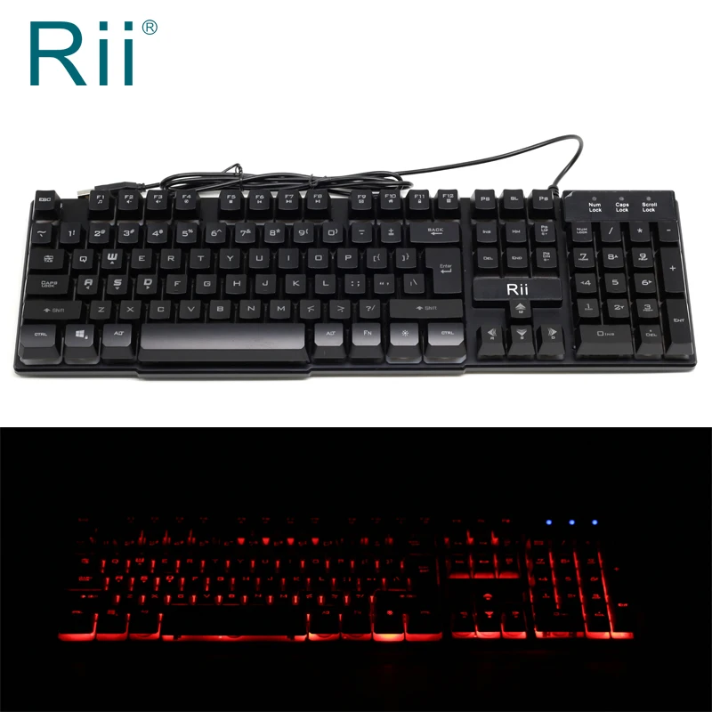 [Free DHL] 2017 Rii RK100 3 Color LED Backlit Multimedia Gaming Keyboard High Quality 100pcsin