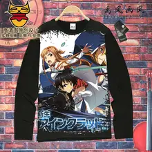 Hot sword art online fans long sleeve t shirt Asuna Kirito pattern anime SAO t shirt