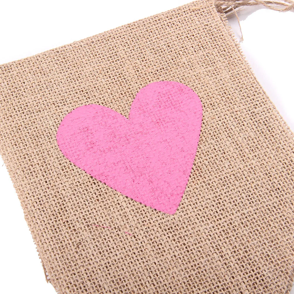 6 шт. винтажные флажки с розовым сердцем из джутовой ткани|banner bunting|banner fabricbanner vintage