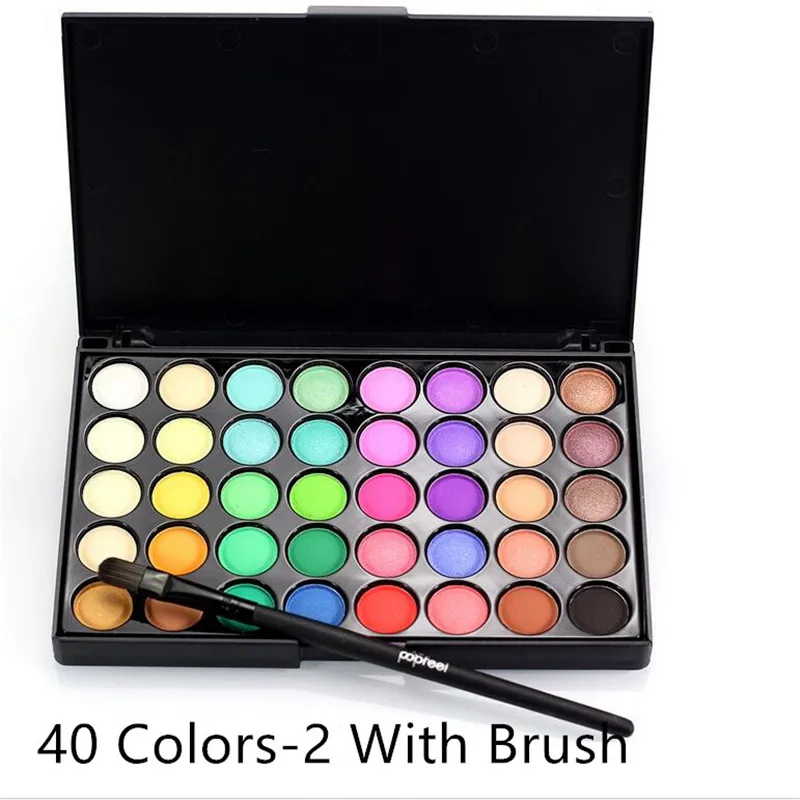 POPFEEL мерцающие матовые тени для век 40 цветов макияж светящиеся блестящие тени для век Палитра водостойкая Sombra Paleta De Sombra Cosmetic - Цвет: E40 2 and brush