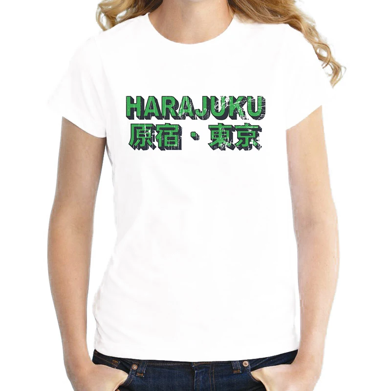 Harajuku футболка женский с круглым вырезом для девочек kawaii Футболка белая принтом
