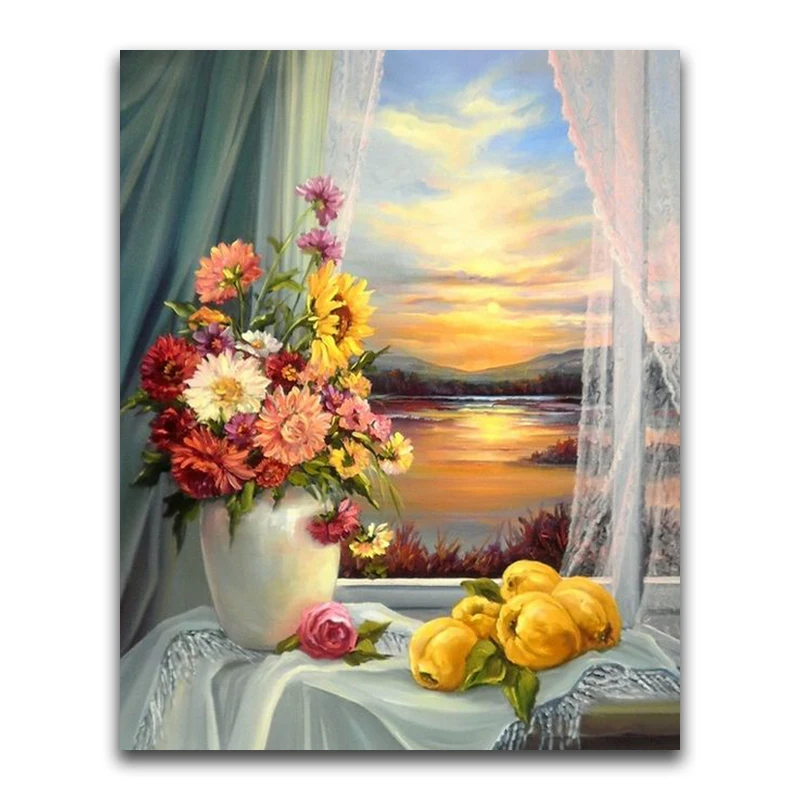 DIY 3D Diamond painting flower Full Round Diamond mosaic chrysanthemum Full Square Diamond embroidery Cross stitch window