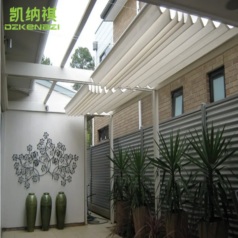 Customized Size Runner Sliding Roof Retractable Wave Sun Shade Sail