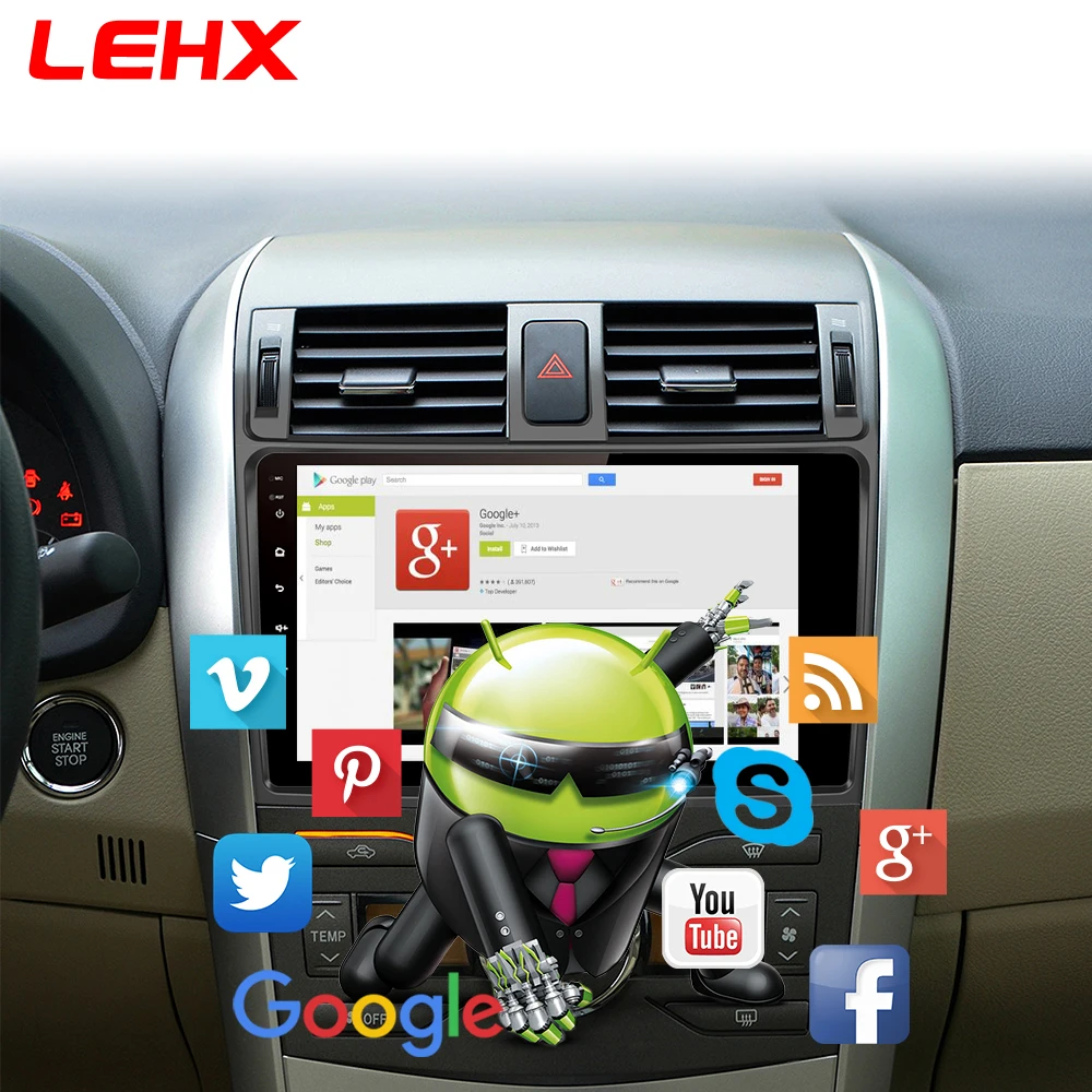 LEHX автомобильный Android 8,1 Радио мультимедийный плеер навигация gps для Toyota Corolla E140/150 2006 2007-2013 навигация wifi