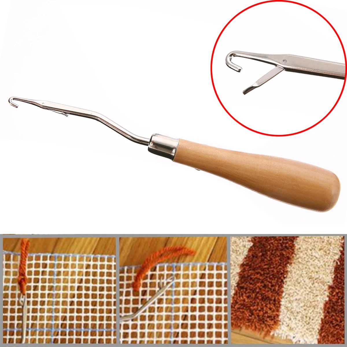 Crochet Needle Latch Hook with Wooden Handle Craft//Hair Extension Hook 6.22/"