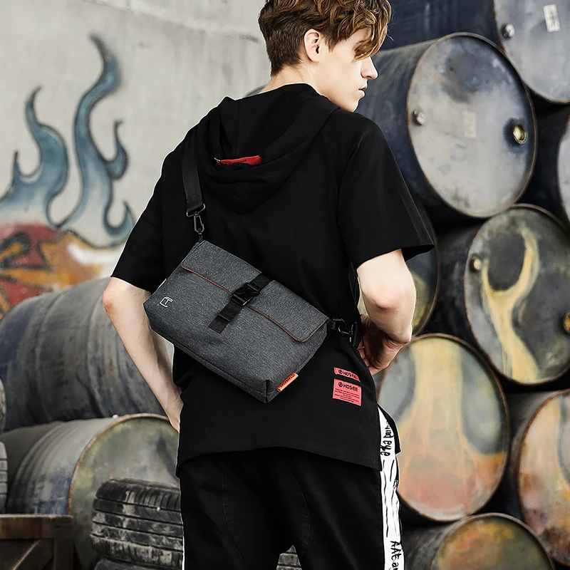 Tangcool Crossbody حقيبة الرجال أزياء الشارع أكسفورد حقيبة ساع العلامة التجارية خمر حقيبة كتف Preppy نمط حقيبة للمراهقين