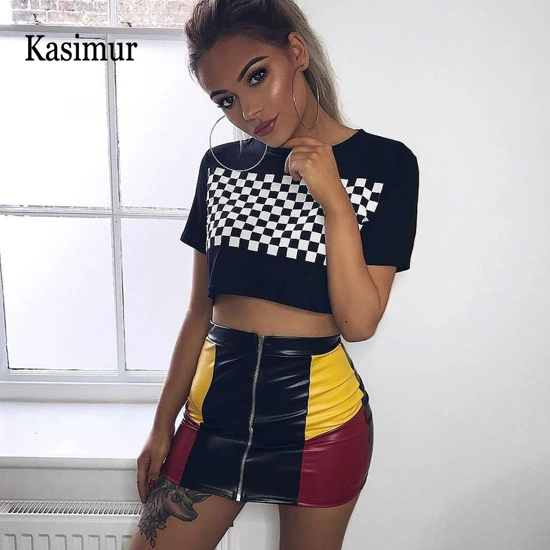 Buy Kasimur PU Leather Zipper Skirts Women Sexy Skinny