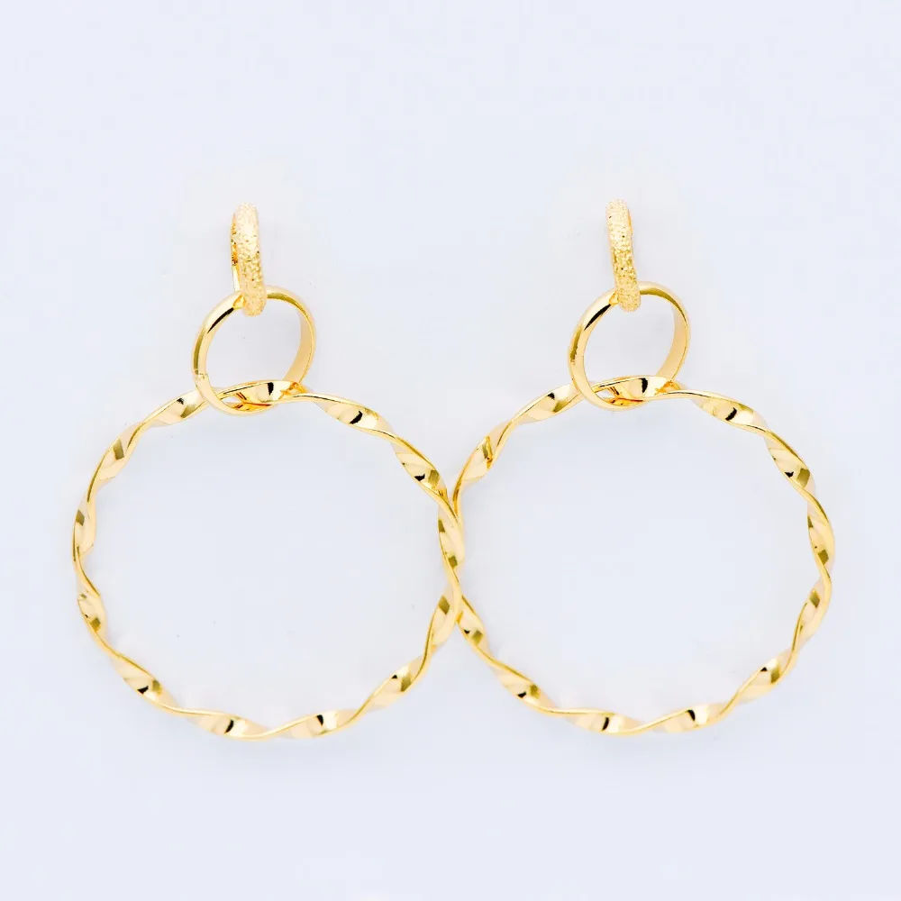 

10pcs Gold Cricle Ear Posts 36mm, 18K Gold plated Brass Geometric Earring, Round Loop Stud Earrings (GB-598)