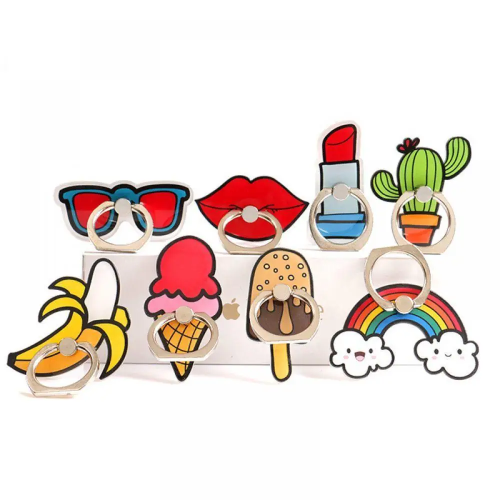 

ring mobile phone bracket Cactus iring Shell cell DIY HOT Mobile Mobile Cartoon phone Decoration Suef grip Rainbow