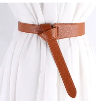 

Female Decoration Accessaries Belt Female Knotted Simple Waistband Long Wide Belts Fashion Women PU Leather Strap dress Waist
