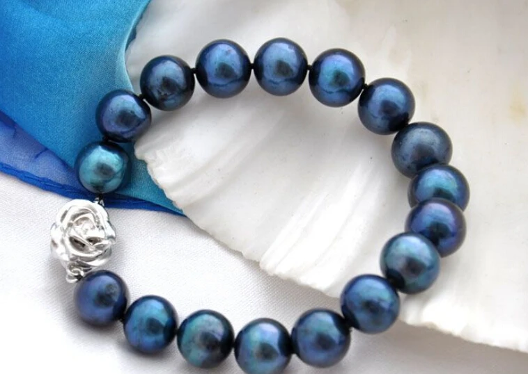 

Hot sell Noble- FREE SHIPPING>>>@@ 0552 round black fresh water pearl bracelet