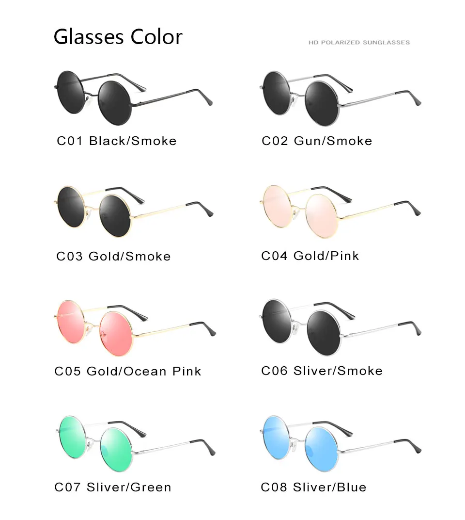 Классические поляризованные винтажные круглые солнцезащитные очки для мужчин и женщин, солнцезащитные очки для вождения, мода, стиль, металл, оправа, ретро очки UV400 PL1024