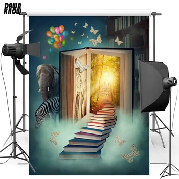 

DAWNKNOW Polyester Photo Background Balloon Cartoon Book Vinyl Photography Backdrop For Children Photo Studio Props F1701