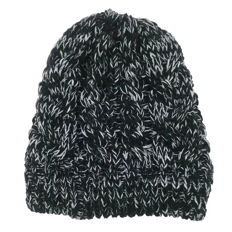 Новые Женский хвостик стрейч Knitled крючком шляпа грязный шапка Beanie Холли теплые шапки зима