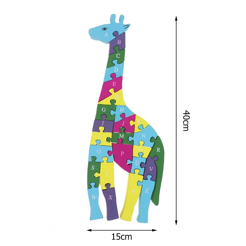 Детский деревянный ребенок игрушки Алфавит A-Z номер 1-26 строительные блоки головоломка динозавр жираф слон формы Игры развивающие игрушки
