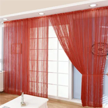 

300*300cm Fabric Straight Line Curtain for Living Room Solid Color Red String Curtain for Hotel Salon Beauty Wedding Curtain