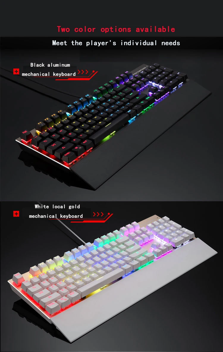 Motospeed CK108 RGB синий переключатель Механическая русская/английская клавиатура игровая Проводная светодиодный подсветка для геймера PC de