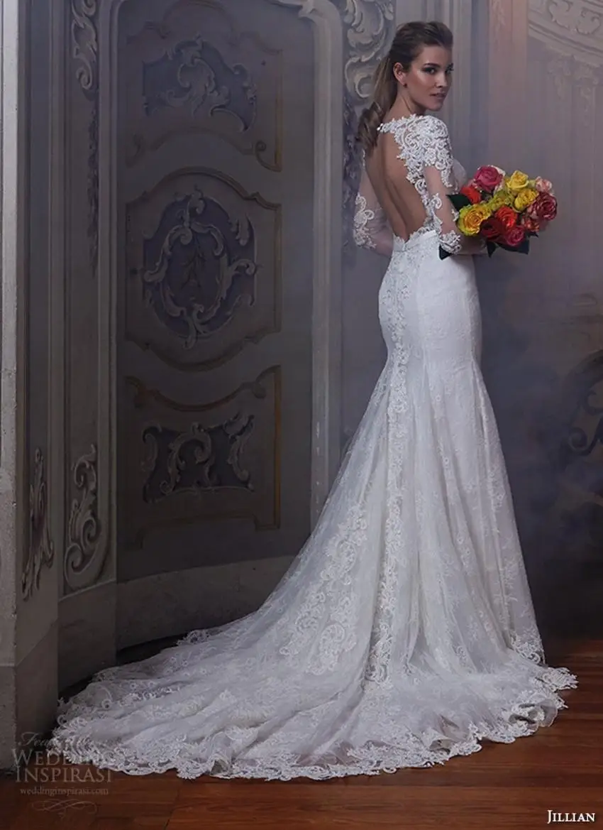 long sleeve keyhole wedding dress