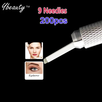 

200pcs 9 needles ManualPermanent Eyebrow Makeup Blades For Microblading Pen Machine 3D Eyebrow Microblading for Tattoo Needles