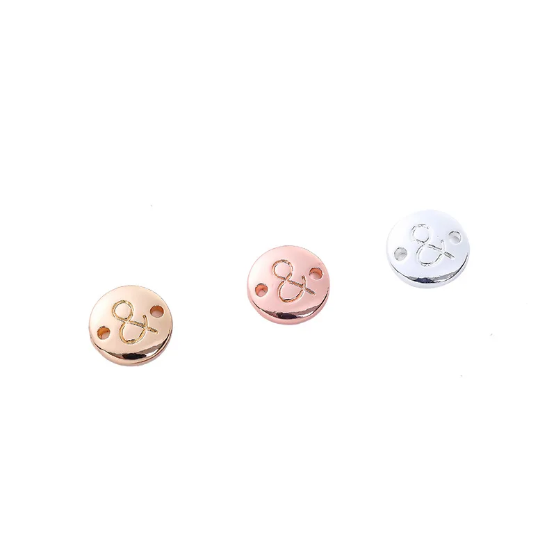 10 мм розовый золотой, серебряный, двухслойный Выгравированный и пунктуационный шармы Подвески "сделай сам" Аксессуары для серьги ручной работы браслеты ожерелье