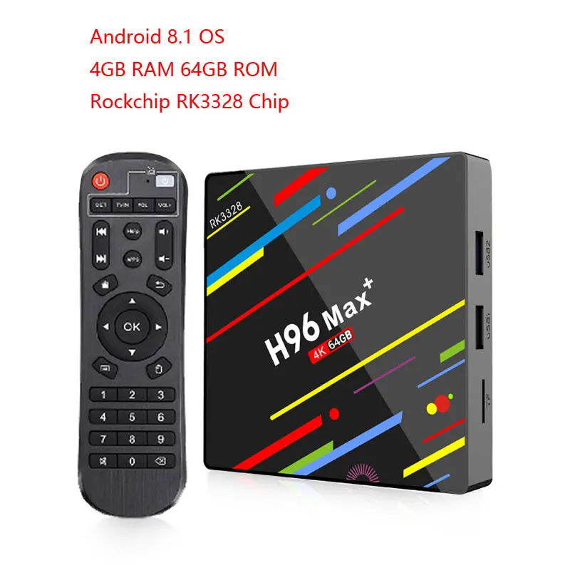 4 ГБ 64 ГБ Android 8,1 ТВ приставка H96 Max+ RK3328 Четырехъядерный 4G/32G USB 3,0 Smart 4K ТВ приставка опционально 2,4G/5G двойной wifi Bluetooth - Цвет: 4GB 64GB TV BOX