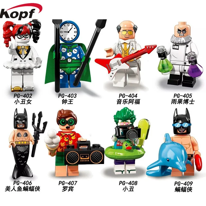 

Single Sale Super Heroes Harley Quinn Mermaid Batman Hugo Strange Robin Clock King Joker Building Blocks Children Toys PG8106