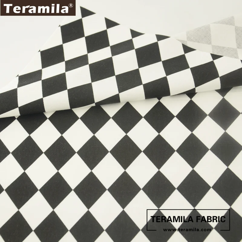 Teramila ткани хлопок саржа Геометрические черно-белые квадраты конструкции постельные принадлежности домашний текстиль Лоскутная стеганая ткань