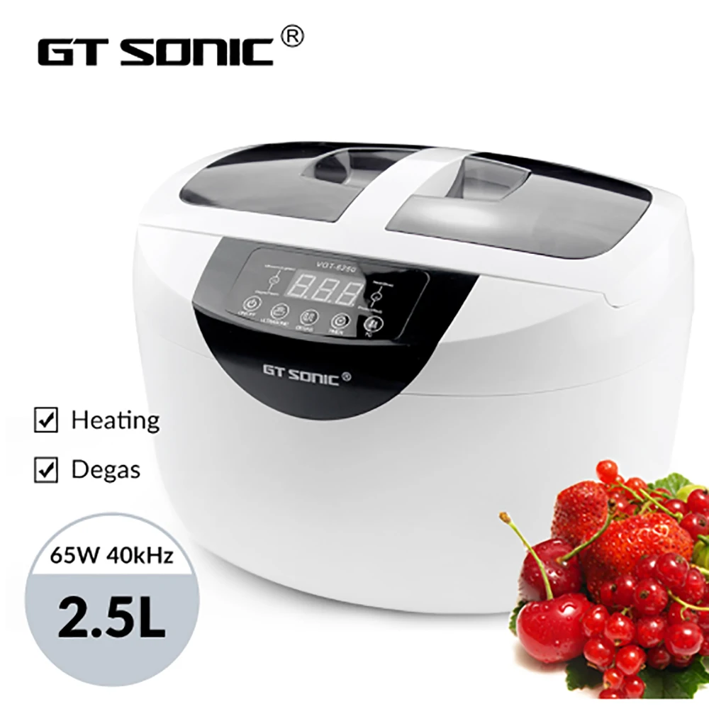 GTSONIC Degas Ultrasonic Cleaner Bath 2.5L Fruits Vegetables Dishes