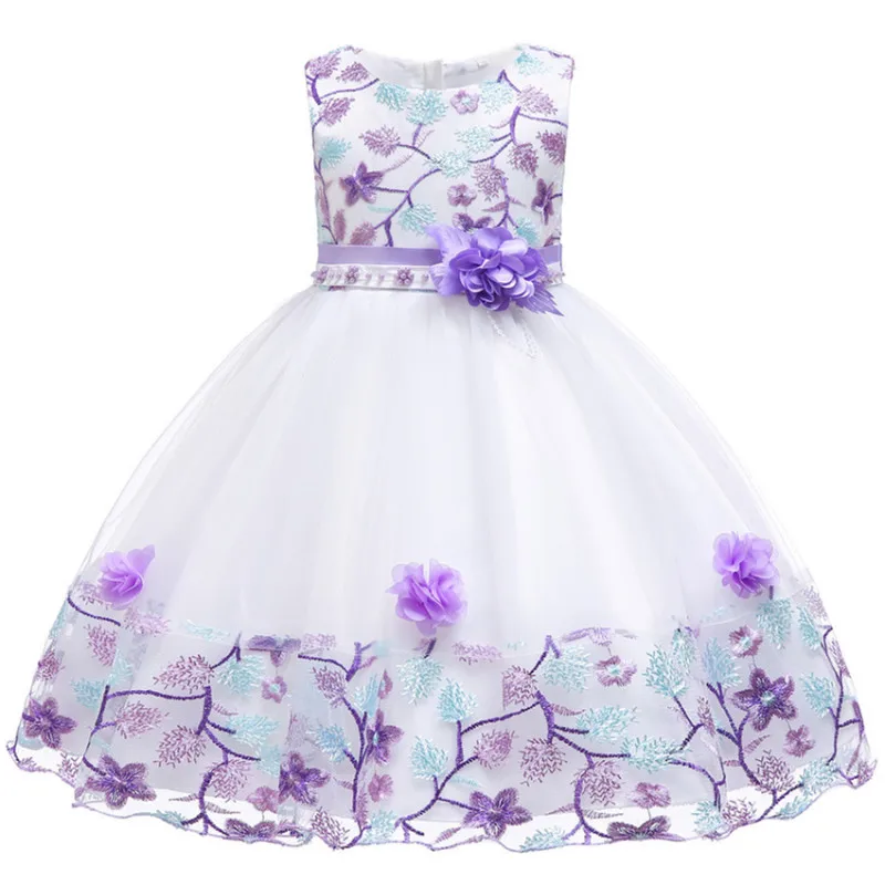 Детское платье с вышитыми цветами для девочек; платье для маленьких девочек на свадьбу 3, 4 От 6 до 10 лет; платья для дня рождения для маленьких девочек; Vestido - Цвет: as picture
