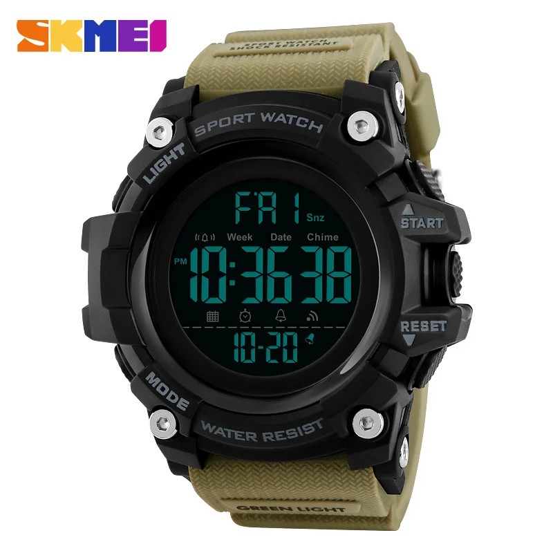SKMEI водонепроницаемые мужские спортивные часы люксовый бренд Модные армейские электронные часы светодиодный электронные часы мужские Relogio Masculino - Цвет: Brown