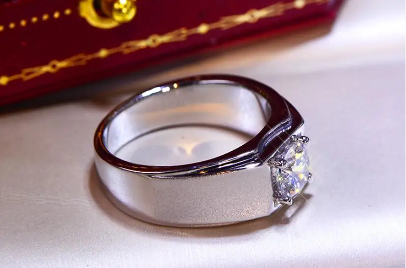 1CT цельное серебряное кольцо 925 Stelring для свадьбы, помолвки, юбилея, Sona, мужское кольцо на день рождения, вечерние, Трендовое, винтажное, подарок, G цвет