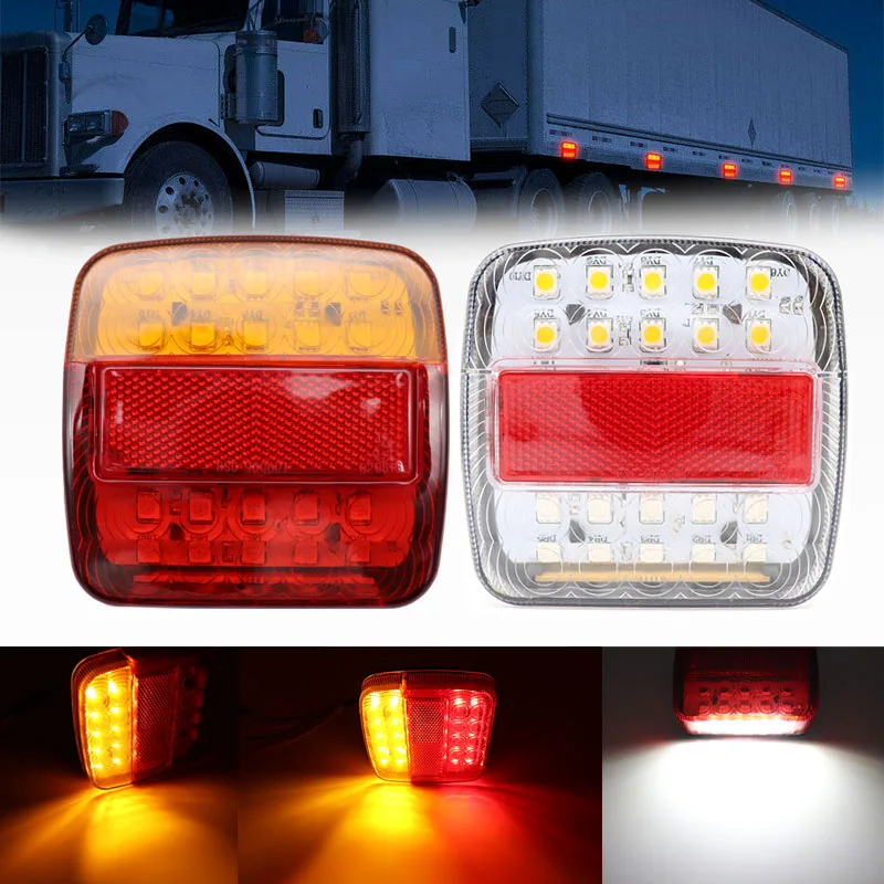 

2x 12V Trailer Truck Caravan 26 LED Taillight Tail Light Rear Lamps Turn Signal Brake Stop 6LED Number Plate Light Reverse Light