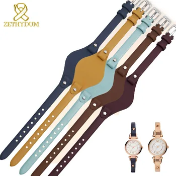 

Genuine leather watch strap women watchband small bracelet 8mm for Fossil ES4176 ES4119 4026 3262 3077 4340 watch band with mat