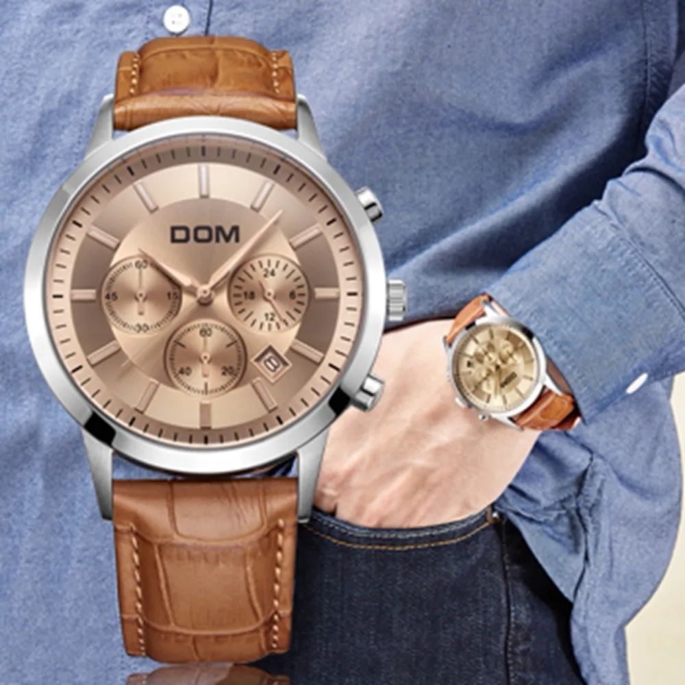 

DOM boutique men's multi-pointer waterproof sports watch Countdown Calendar display Sapphire Crystal Quartz Watch Men