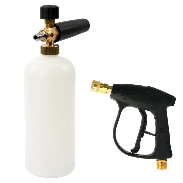HNYRI Cañón de espuma de alta presión, pistola de espuma de 1/4 pulgadas, 1L, jabón de nieve, conector rápido, adaptador de bomba de chorro de agua