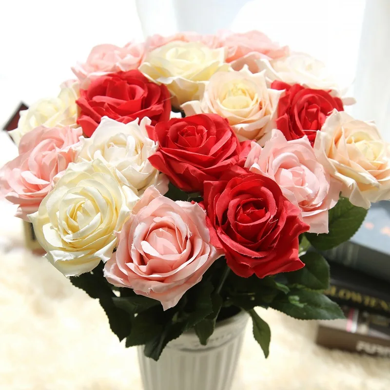 Artificial Rose Flowers 10Pcs Heads Cheap Rose Bouquet Bridal Bouquets
