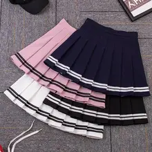 Весенне-летняя плиссированная мини-юбка в стиле панк с эластичной резинкой на талии для женщин, черно-белая красная и синяя Милая юбка-брюки средней длины