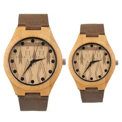 Винтаж деревянный кварцевые часы с циферблатом часы для мужчин женщин Пара часы коричневый и черный ремешок простой элегантный стиль relogio