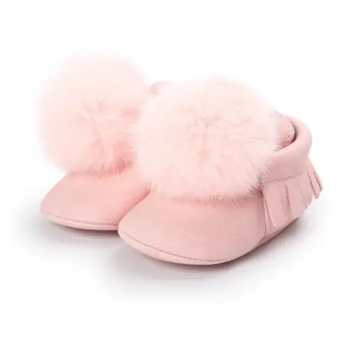 

Spring Autumn Winter Infant Baby Boy Girl PU Pompon ball Shoes Casual Solid Color Soft Sole Anti-Slip First Walkers Shoes 0-18M