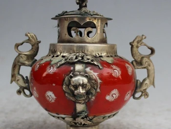 

Chinese Copper Porcelain Bird Lion Monkey Dragon Beast incense burner Censer