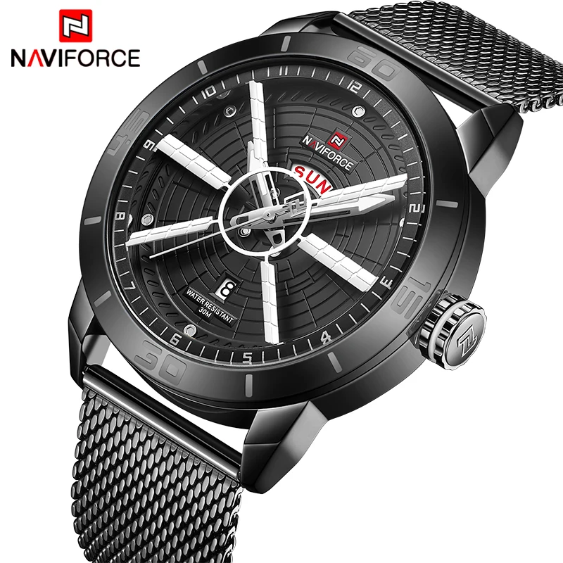 Часы NAVIFORCE мужские водонепроницаемые с календарем деловые повседневные
