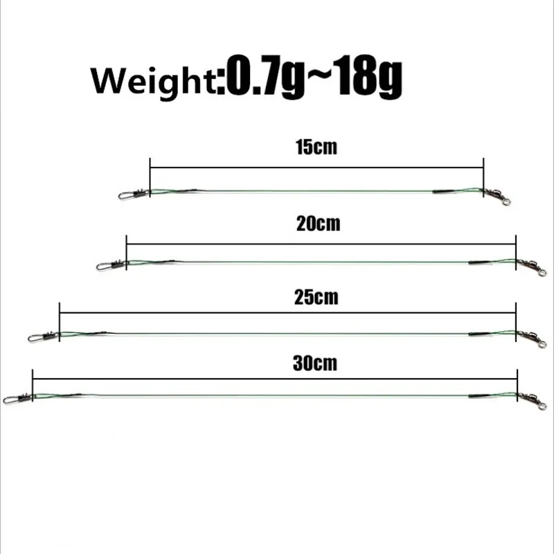 20 шт./лот, 15 см, 20 см, 25 см, 30 см, портативная рыболовная приманка, длина проволоки из высокоуглеродистой нержавеющей стали, анти-укус, леска для рыбы