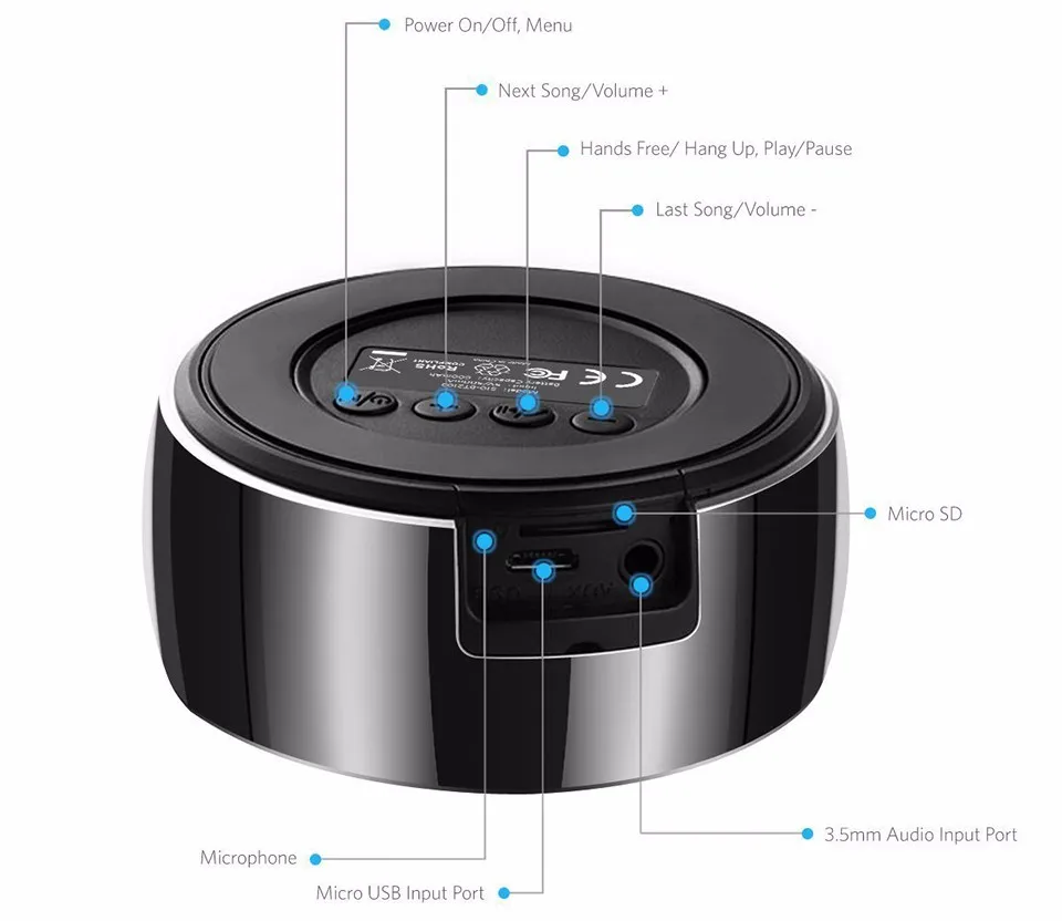 Портативный Bluetooth Динамик металлический Сталь Беспроводной Динамик со слотом для карты памяти Mini Bluetooth MP3 плеер смартфон хэндс-фри