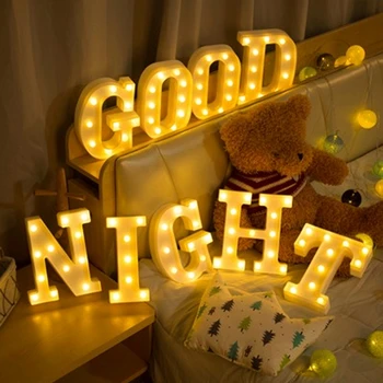 

Warm White Plastic Letter LED Night Light Sign Alphabet Lights Lamp Home Club Outdoor Indoor Wall Decoration Valentine's Gift