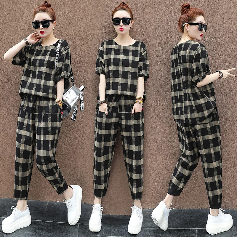 Womens plaid tracksuit Clearance