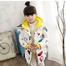 New Winter children Outerwear & Coats Girls Graffiti Parkas Hooded Baby Girl jacket Warm Butterfly print Children coat