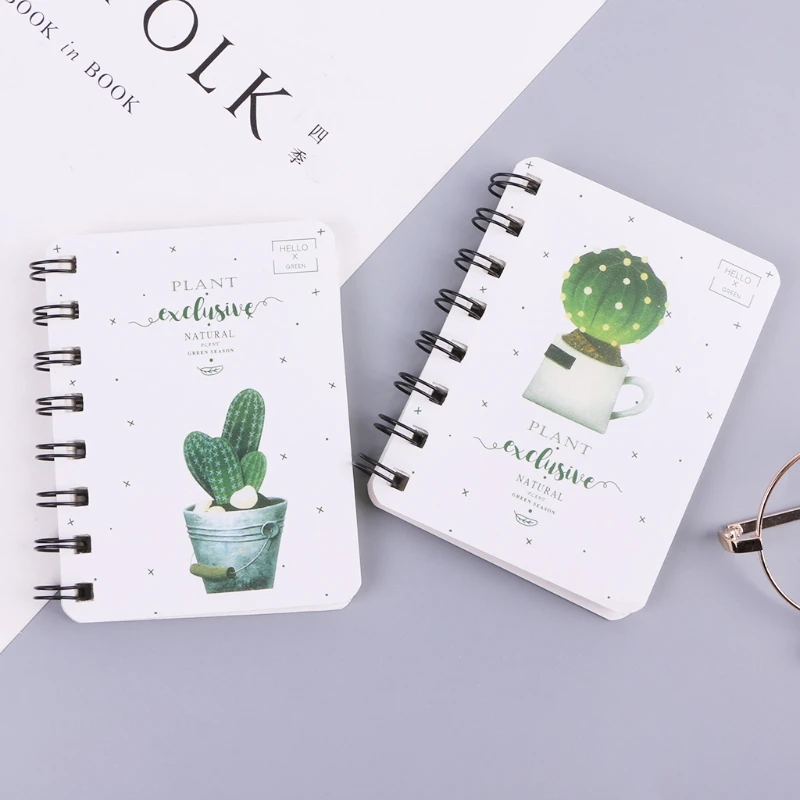 

Cute Cactus Daily Office Supplies Planner Spiral Notebook Diary Notepad Memo Pad